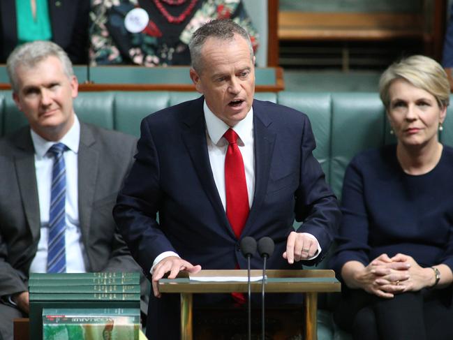 The Opposition Leader Bill Shorten gave his Budget in Reply  speech to the Parliament in the House of Representatives in Parliament House in Canberra. His family Chloe Shorten with Georgette, Clementine and Rupert were in the chamber for the speech.Picture Gary Ramage