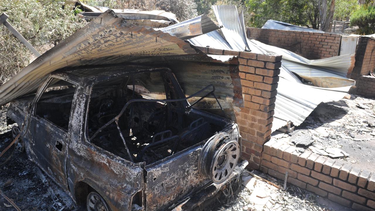 The aftermath of the Sampson Flat bushfire.