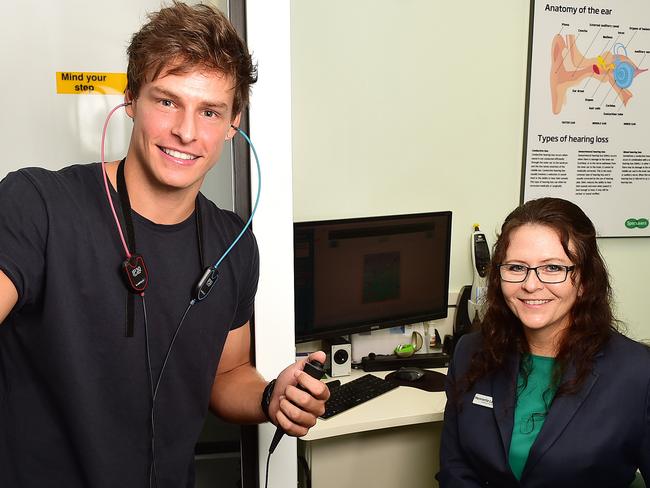 Musician Trent Bell along with Specsavers Audiologist Henriette Lategan are encouraging the local community to have their hearing checked during Hearing Awareness Week. Picture: Shae Beplate.