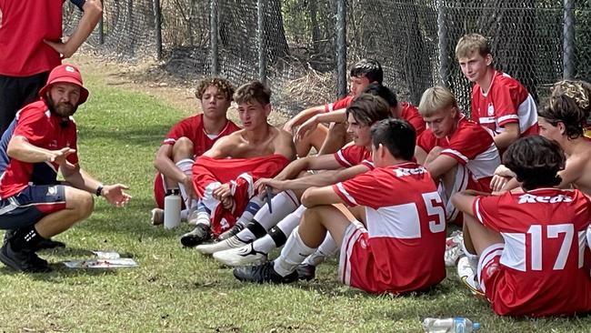 PBC SHS head coach Shane Robinson address the team.