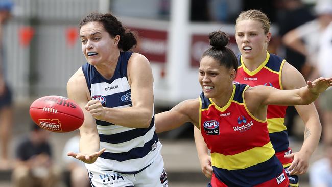 All-Australian defender Meg McDonald, left, is one who is against the offer. Picture: Sarah Reed