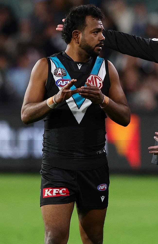Rioli trained at Alberton Oval on Wednesday night. Picture: Sarah Reed/AFL Photos via Getty Images