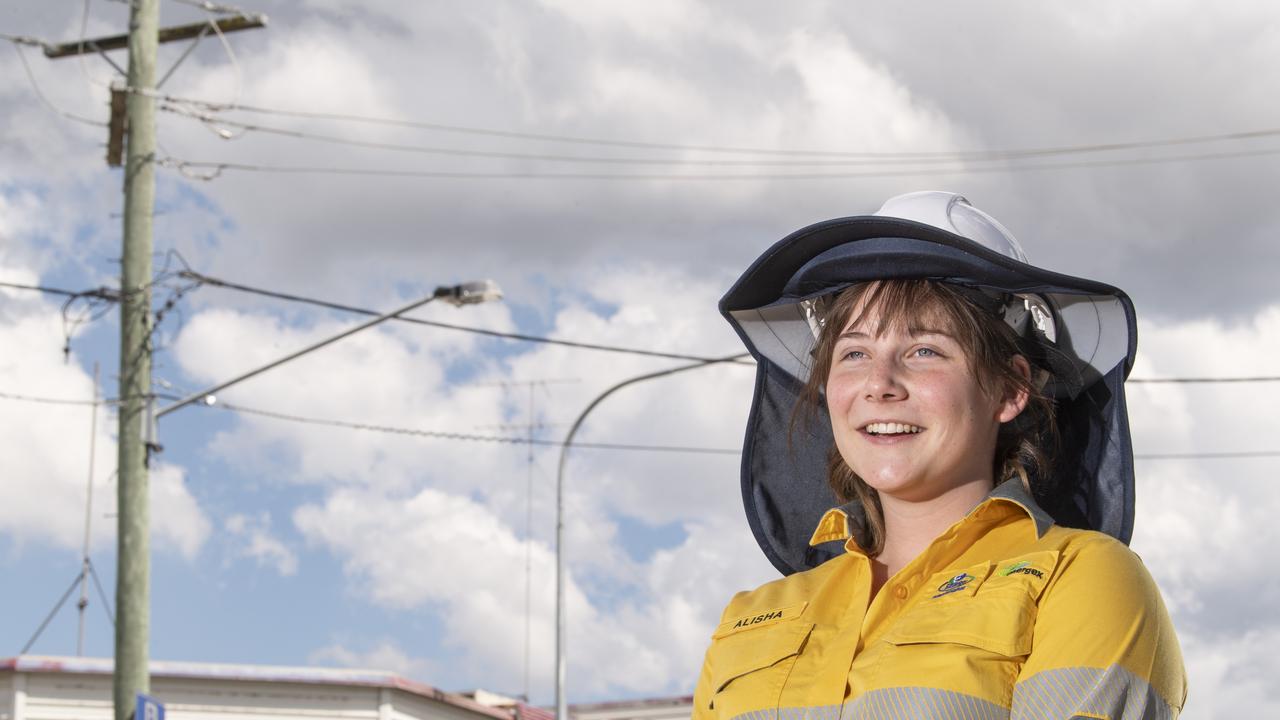 Alisha Di Ruggiero will be working at the Toowoomba Energy Queensland depot as a trainee electrician. Wednesday, October 20, 2021. Picture: Nev Madsen.