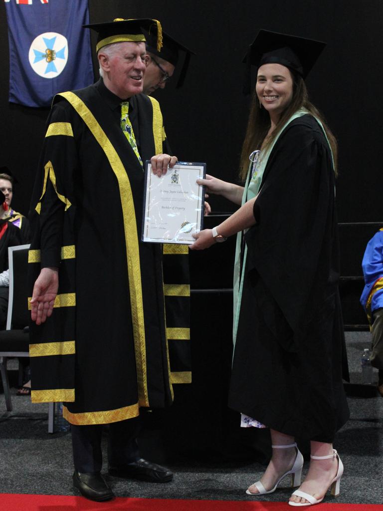 Britney Callaghan graduated with a Bachelor of Property at the CQUniversity graduation ceremony in Bundaberg on December 14, 2023.
