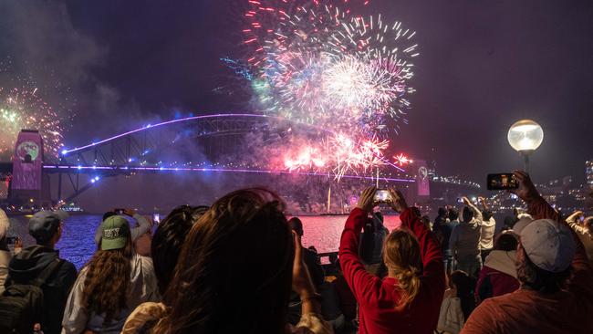 Crowds on the packed Circular Quay foreshore were entranced. Picture: NCA NewsWire/Flavio Brancaleone