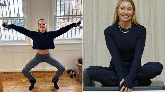 Rita Ora, left, is among a flood of big names being put through their pilates paces by Kirsten King at her Sydney gym. Pictures: Instagram/John Appleyard