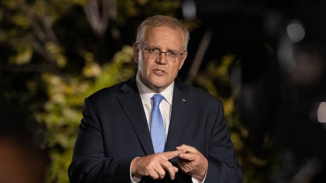 Prime Minister Scott Morrison arrives in Nowra and does his first TV interviews. Picture: Jason Edwards