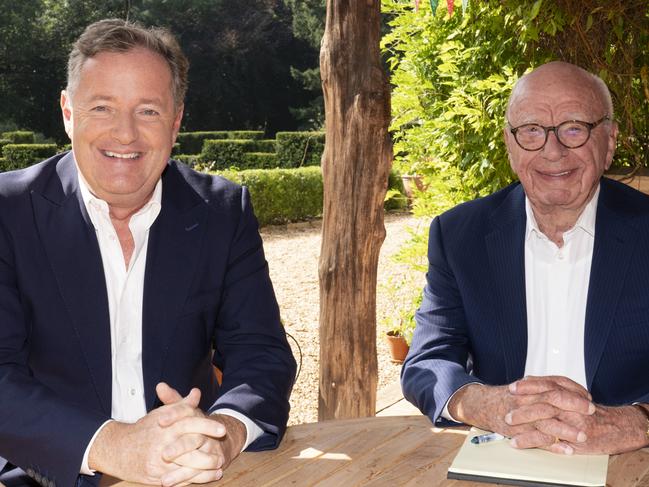 Rupert Murdoch, executive chairman of News Corp  and Piers Morgan.Piers Morgan will join News Corp and FOX News Media in a global deal, launching a new TV show in early 2022. Morgan will also join The Sun and the New York Post as a columnist.Picture: Paul Edwards