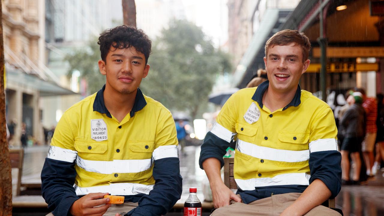 Ollie Chan, 19, and Fin Empson, 19, share a bedroom for $500 a week. Picture: NCA NewsWire / Nikki Short