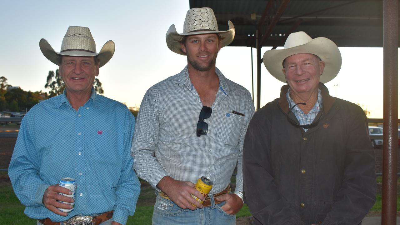 Darren Milburn, Chris McGahan and Ian Allen from Toowoomba at the 2021 Killarney Rodeo. Photo: Madison Mifsud-Ure / Warwick Daily News