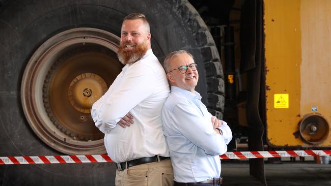 Labor leader Anthony Albanese poses with Labor candidate for Hunter Dan Repacholi. Picture: Toby Zerna