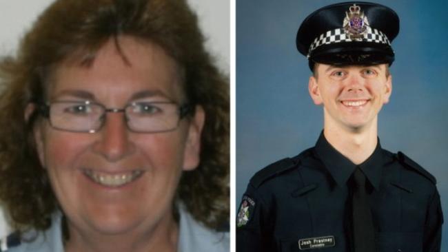 Leading Senior Constable Lynette Taylor and Constable Joshua Prestney were standing in the emergency lane after Richard Pusey was pulled over for speeding when they were hit by a truck. Picture: Supplied by Victoria Police