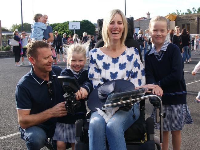 Angie Cunningham with husband Pat and daughters Sophie and Maggie. Picture: Supplied