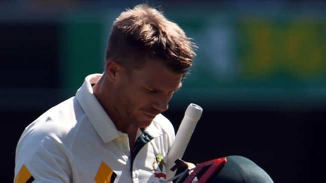 David Warner after being dismissed in the first Test against Pakistan at the Gabba.