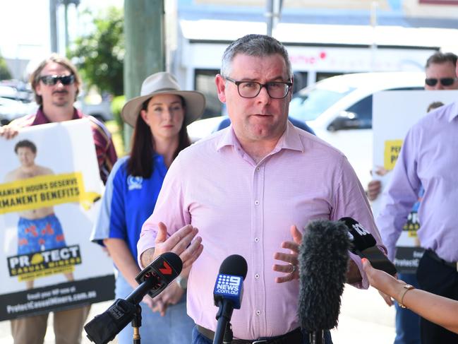 Senator Murray Watt addresses the anti-casualisation rally in Rockhampton