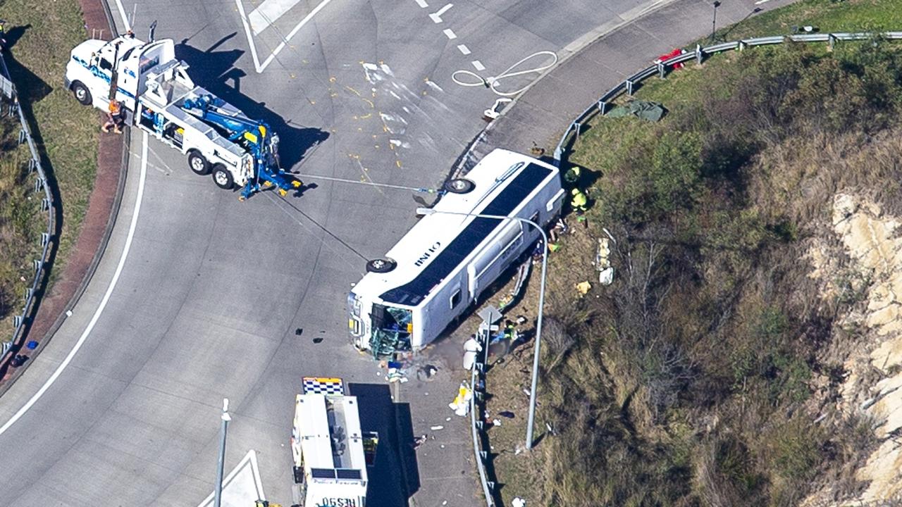 The scene of the horror bus crash. Picture: NCA NewsWire / Christian Gilles