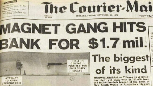 The Courier-Mail front page after the Murwillumbah bank robbery in 1978. Photo: News Corp