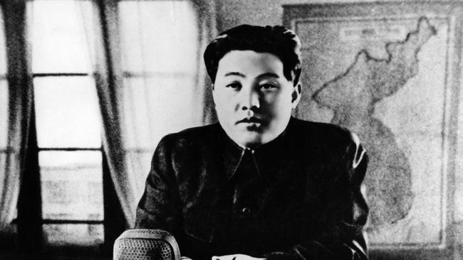 North Korean leader Kim Il Sung making a radio broadcast in 1950.