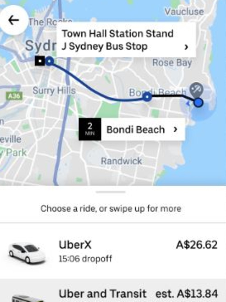 Sydneysiders will begin to see Uber and Transit in the app from the end of this month.