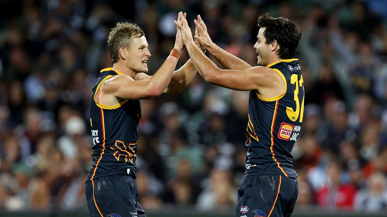 The Crows are flying. (Photo by James Elsby/AFL Photos via Getty Images)