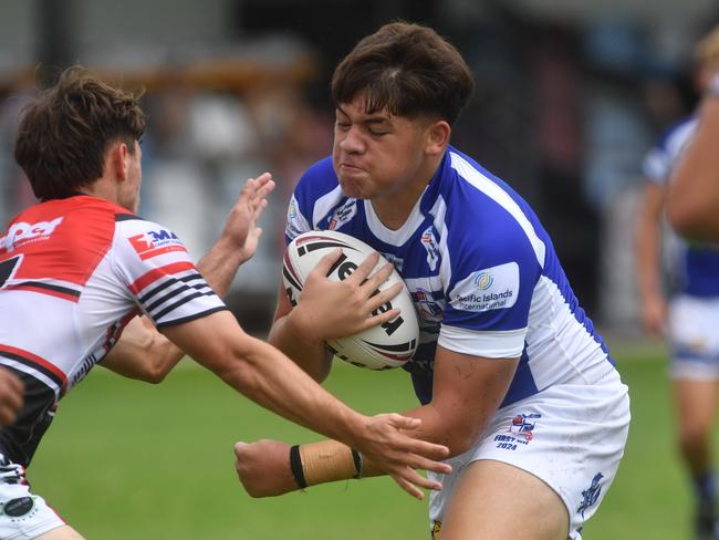 Kirwan High against Ignatius Park College in the Northern Schoolboys Under-18s trials at Brothers Rugby League Club in Townsville. Iggy number 11 Suafai Reupena. Picture: Evan Morgan