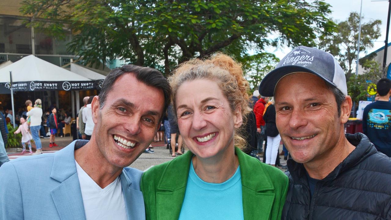 Robert Schonherr, Martine Kramer and Alex Russell at Main Beach Street Festival, Main Beach. Pic: Regina King