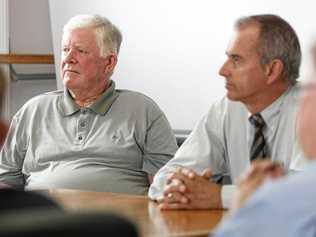 ANOTHER BATTLE: Former NSW Agriculture and Fisheries Minister Ian Causley, left, with Member for Clarence Chris Gulaptis at a meeting during the dispute over fishing industry reforms.