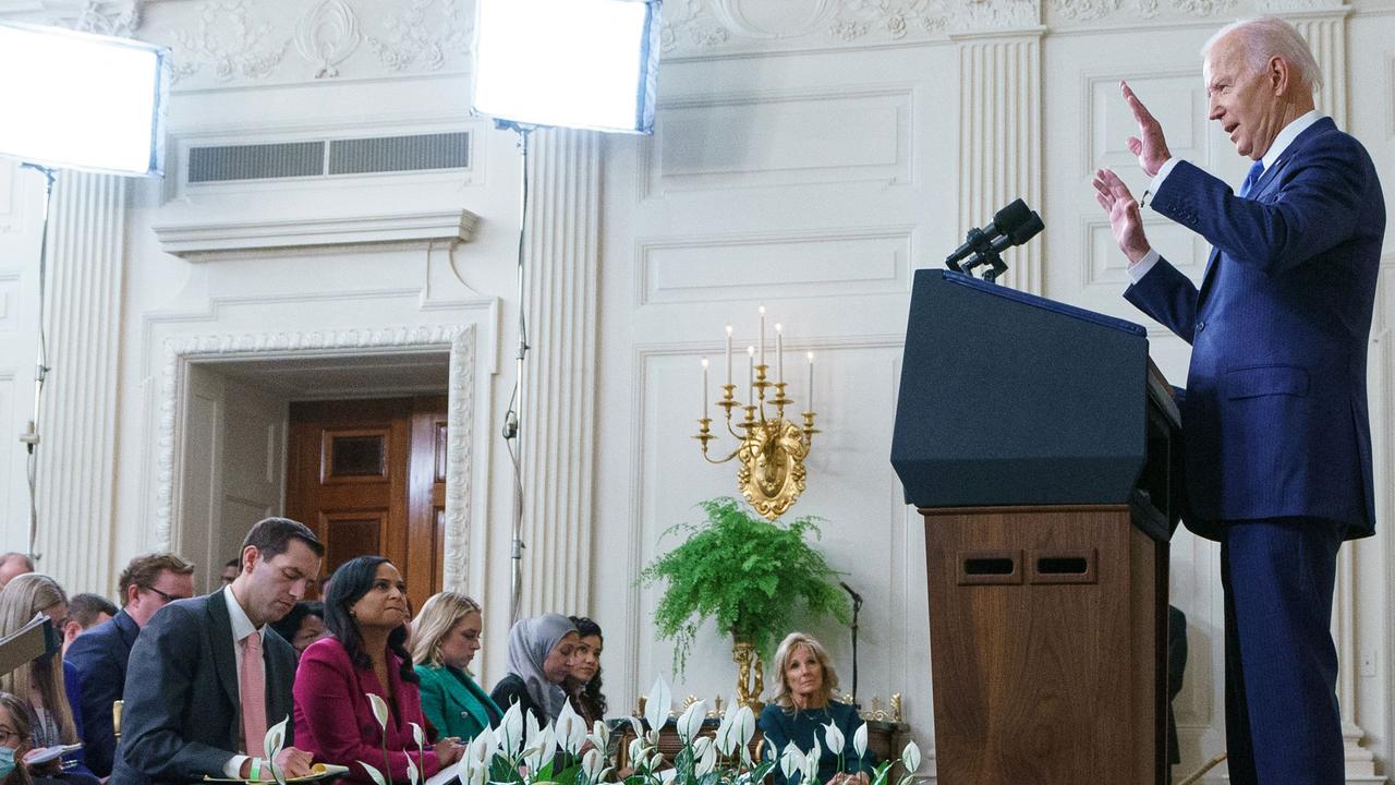 Biden responds to a question from a reporter during a press conference. Picture: Mandel Ngan / AFP