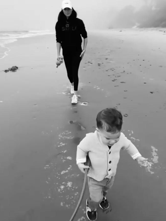 Archie with Meghan on the beach. Picture: CBS