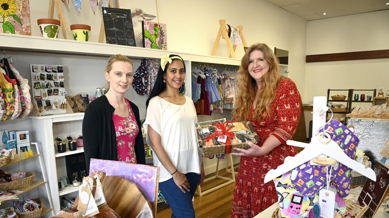 Shop local in Toowoomba this Christmas, Kim Cahill (right) at "Lilly and Wattle" with Amanda Harpur (left) and Siti Sharin.