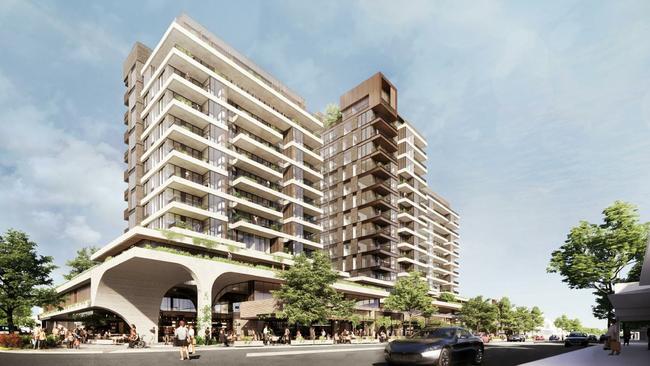 Artist impression for the three-tower apartment complex on the ex-Le Cornu site. Picture: Supplied