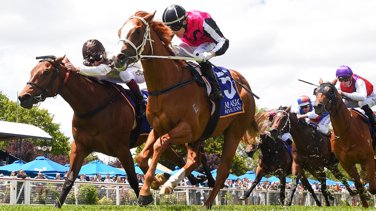 Cusack won last year's $250,000 Magic Millions Ballarat Classic for trainers Trent Busuttin and Natalie Young. Picture : Racing Photos via Getty Images.