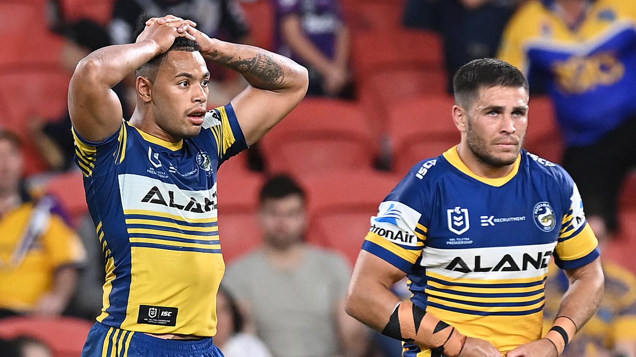 Can Parramatta turn the tables on Melbourne? Dejected Eels players after losing another finals match to the Storm last season.