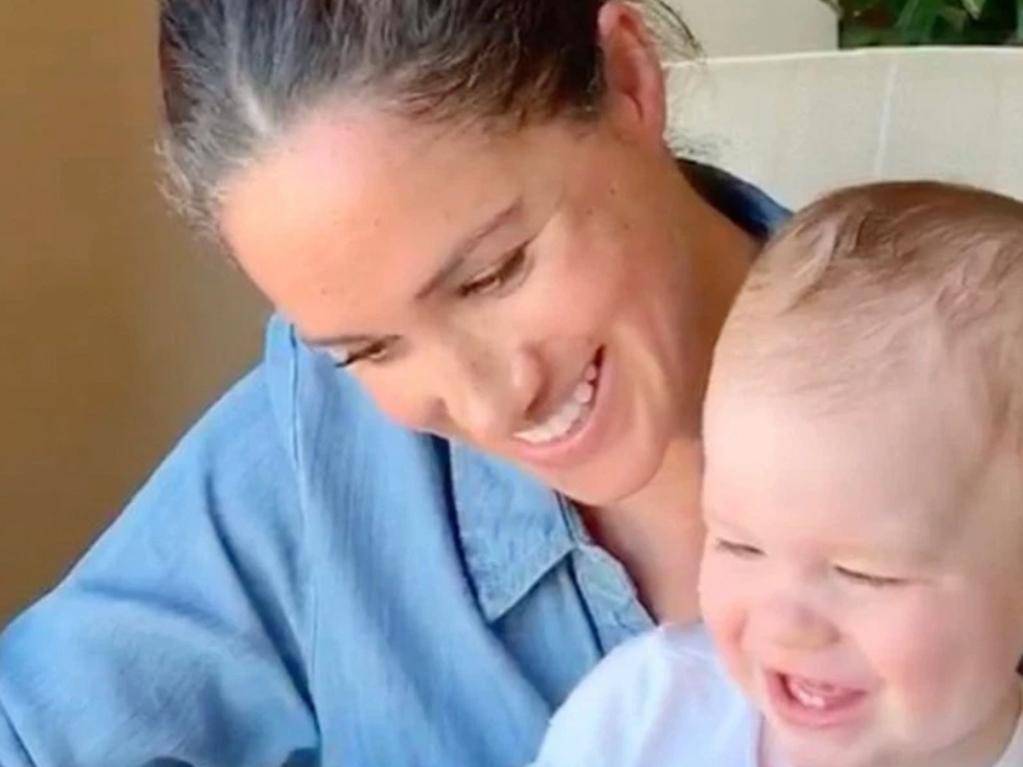 Meghan Markle reads to baby Archie, whose title is “master”. His little sister Lili will likely be “miss.” Picture: Twitter