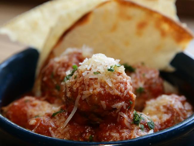 Casoni’s spiced meatballs in Napoli sauce and parmesan. Picture: Craig Wilson