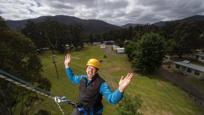 Ben Brocks waiting for kids to return to Marysville Picture: Rob Leeson.