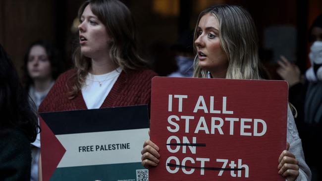 A pro-Palestinian sit-in in Melbourne last year ‘The Gaza war protests have strong generational edge also, as a cohort of young, privileged and educated people reject societies they see as marked by increasing inequality’. Picture: Martin Keep / AFP