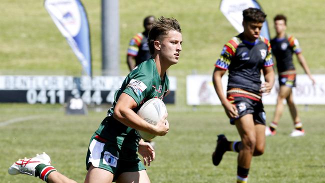 Kade Moujalli from Lebanon. Under 18 Boys Lebanon v Africa United. Harmony Nines Rugby League. Picture: John Appleyard