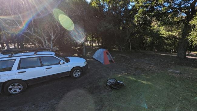 Treachery Campsite, Seal Rocks. The perfect spot to start a day of surfing, fishing, snorkelling or whale-watching.