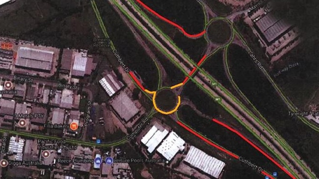 Traffic map at Exit 41 Yatala, 8.30am, August 7, 2017.