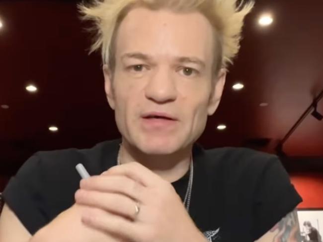 The Sum 41 singer has apologised to fans after he was forced to pull out of the band's tour Down Under. Picture: Instagram.