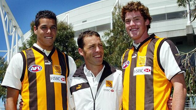 Clarkson with Franklin and Jarryd Roughead following the 2004 draft.