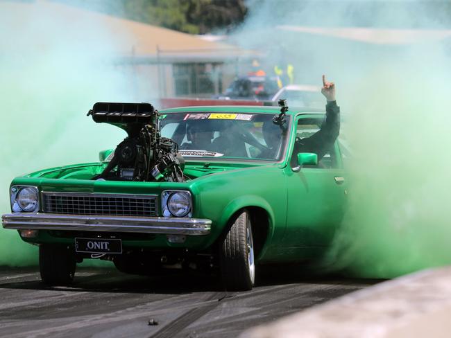 The Burnout competition at the festival. The annual Street Machine Summernats Car Festival began in Canberra with thousands of car enthusiasts expected to attend the event over the four days. Picture: Gary Ramage/ News Corp Australia