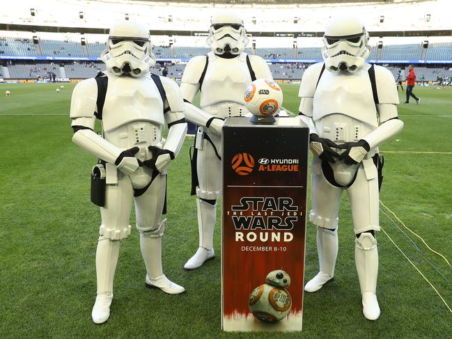 Stormtroopers pose before the Round 10 A-League match between the Melbourne Victory and Adelaide United.