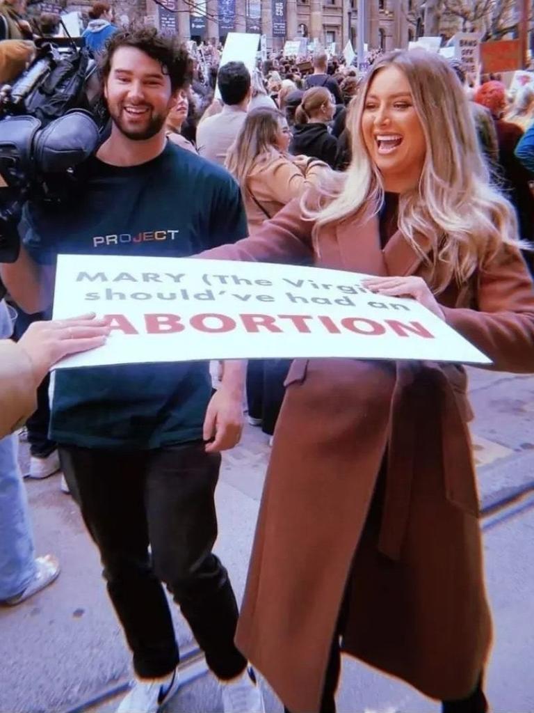 The image Channel 9 reporter Lana Murphy shared on her Instagram account from a pro-abortion rally in Melbourne. Picture: Instagram