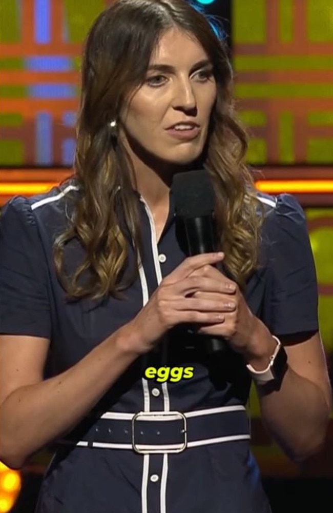 Melanie Bracewell made a joke out of the 4.2-star rating on Woolworths’ eggs. Picture: TikTok/Melanie Bracewell