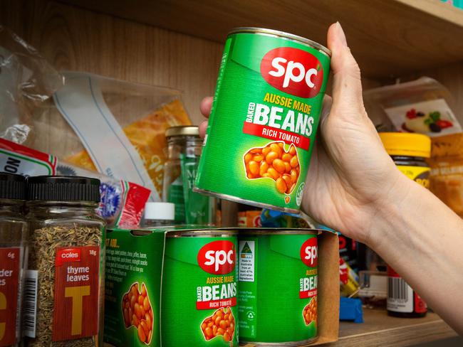 SUNDAY HERALD SUN - Story about how much food people waste because they think it is beyond its use by date. SPC Baked Beans. Picture: Mark Stewart