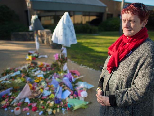 Samantha Fraser’s boss and close friend Alice Bradley at a memorial for the murdered mum. Picture: Jason Edwards