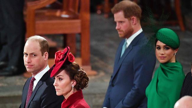 The Camridges and Sussexes inside Westminster Abbey as they attend the annual Commonwealth Service in London on March 9, 2020. Picture: AFP