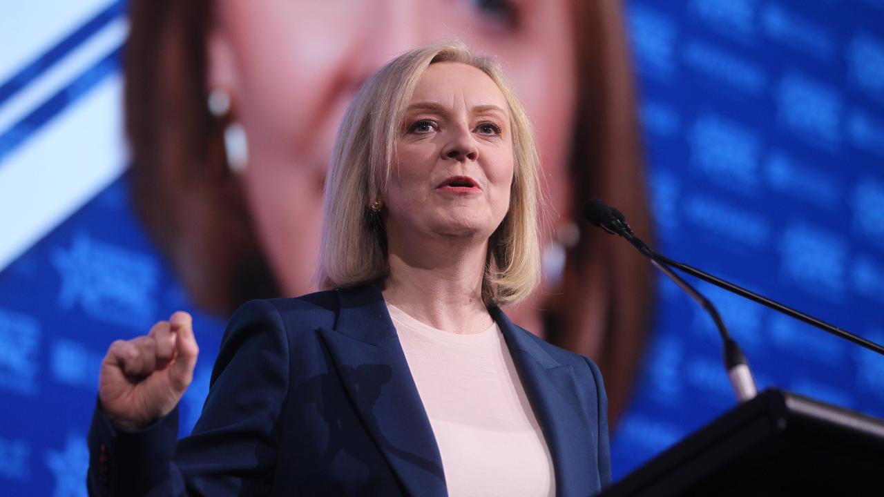 Former UK prime minister Liz Truss delivered a broadside against western leaders – including Australian PM Anthony Albanese – during her address to CPAC Australia on Saturday. Picture: NewsWire/ Richard Gosling